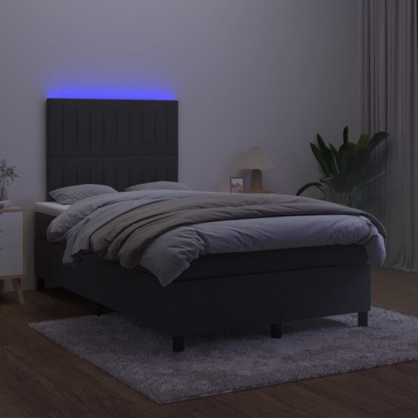 Łóżko kontynentalne z materacem i LED, czarny aksamit 120x200cm - obrazek 4
