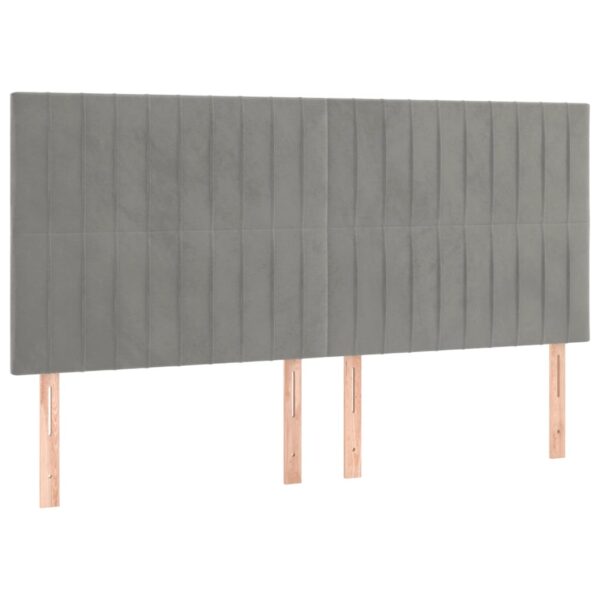Łóżko kontynentalne z materacem i LED, szare 180x200cm, aksamit - obrazek 7