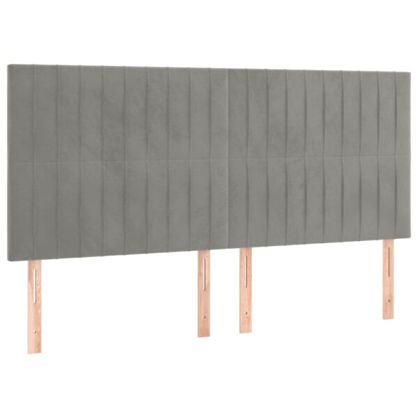 Łóżko kontynentalne z materacem i LED, szare 200x200cm, aksamit - obrazek 7