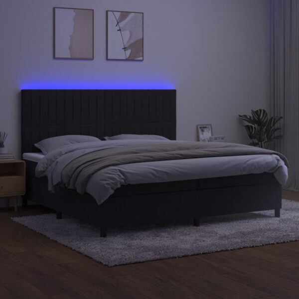 Łóżko kontynentalne z materacem i LED, czarny aksamit 200x200cm - obrazek 4