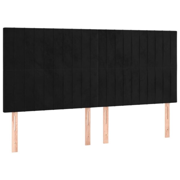 Łóżko kontynentalne z materacem i LED, czarny aksamit 200x200cm - obrazek 7
