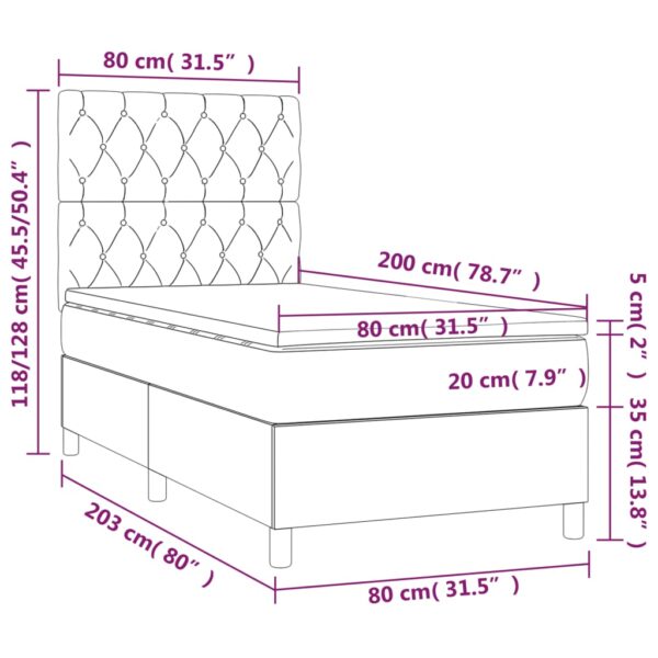 Łóżko kontynentalne z materacem i LED, różowy aksamit 80x200 cm - obrazek 8