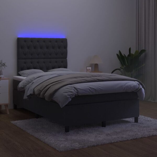 Łóżko kontynentalne z materacem i LED, czarny aksamit 120x200cm - obrazek 4