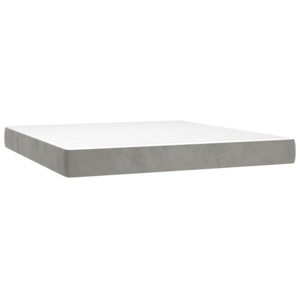 Łóżko kontynentalne z materacem i LED, szare 160x200cm, aksamit - obrazek 6