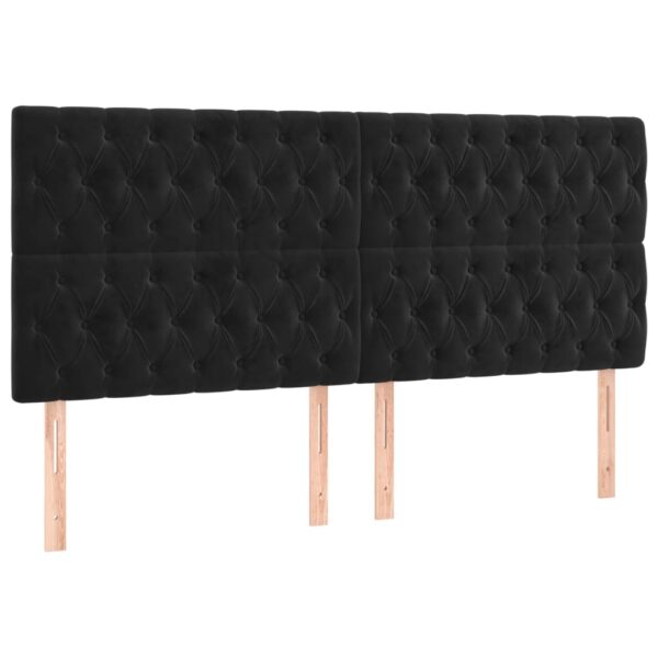 Łóżko kontynentalne z materacem i LED, czarny aksamit 200x200cm - obrazek 7