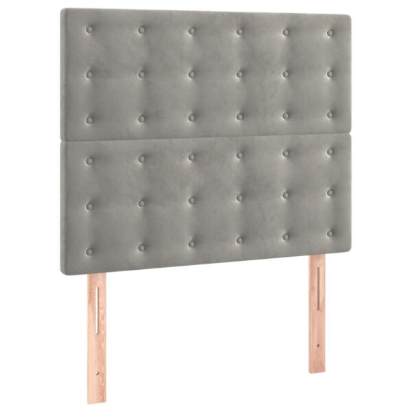 Łóżko kontynentalne z materacem i LED, szare 100x200cm, aksamit - obrazek 7