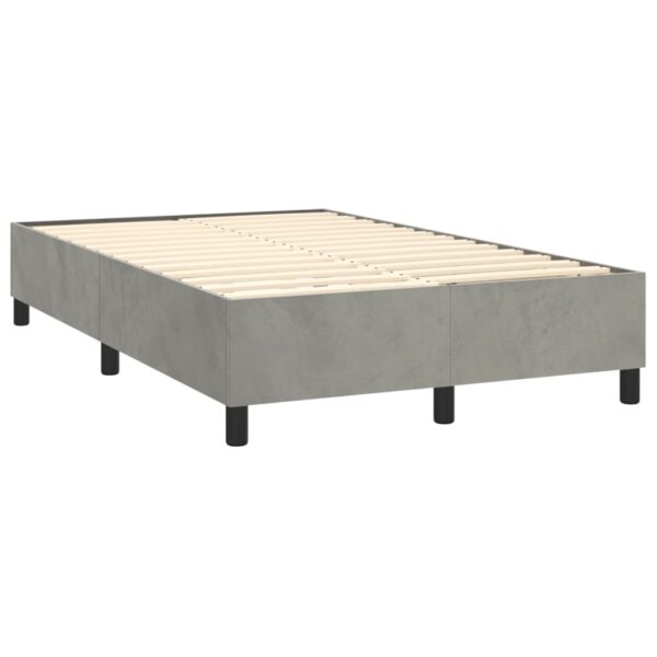 Łóżko kontynentalne z materacem i LED, szare 120x200cm, aksamit - obrazek 5
