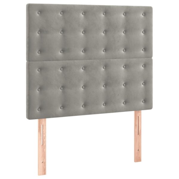 Łóżko kontynentalne z materacem i LED, szare 120x200cm, aksamit - obrazek 7