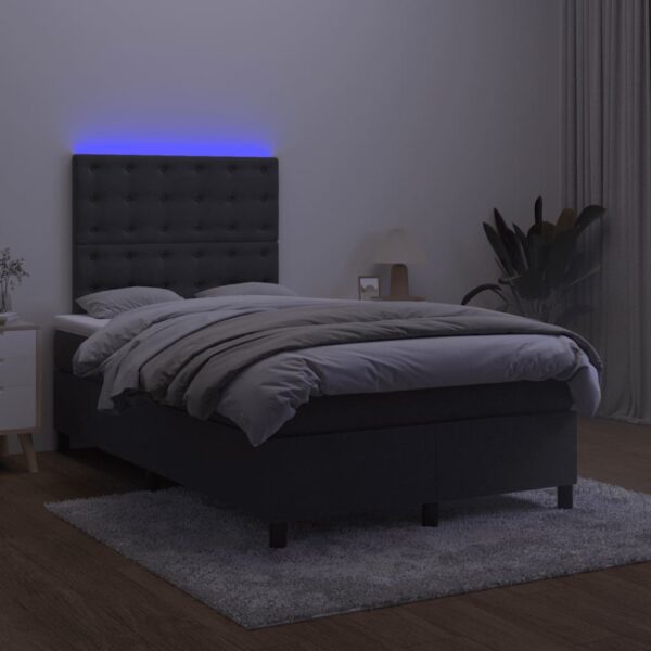 Łóżko kontynentalne z materacem i LED, czarny aksamit 120x200cm - obrazek 4