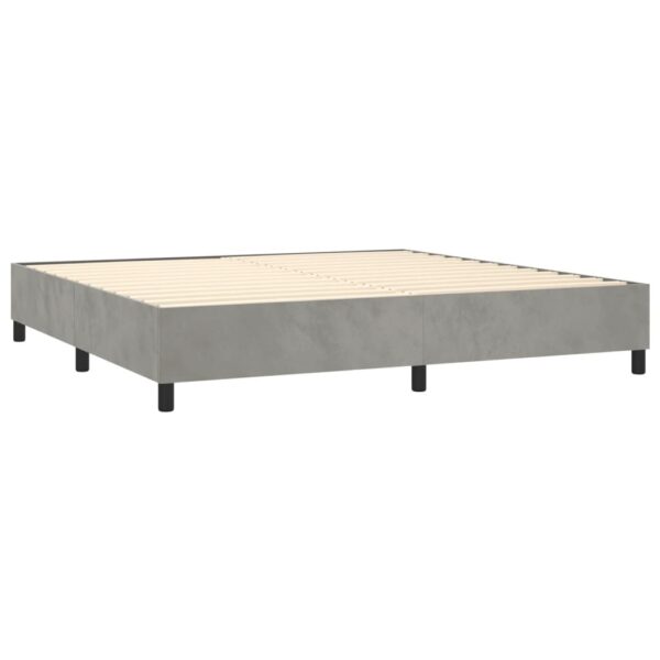 Łóżko kontynentalne z materacem i LED, szare 200x200cm, aksamit - obrazek 5