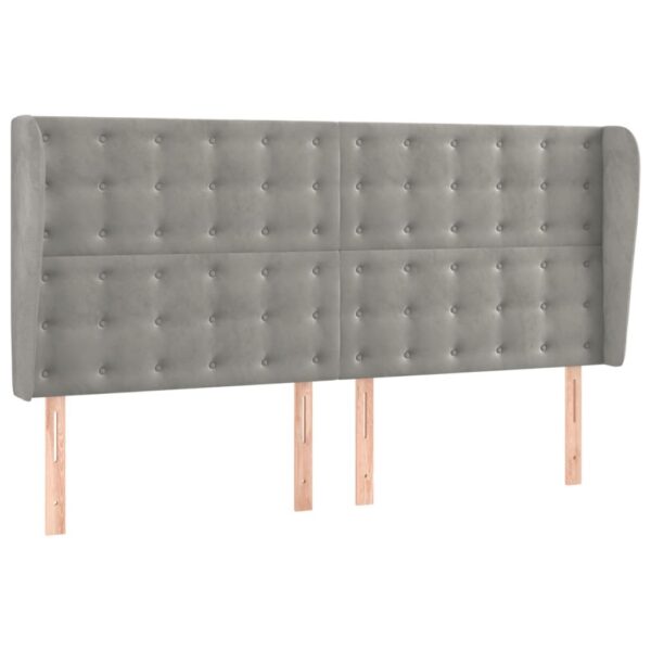 Łóżko kontynentalne z materacem i LED, szare 200x200cm, aksamit - obrazek 7