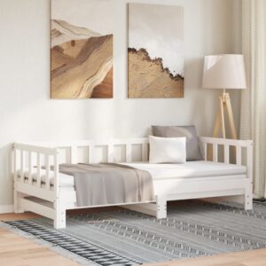 Łóżko rozsuwane, białe, 2x(90x200) cm, lite drewno sosnowe