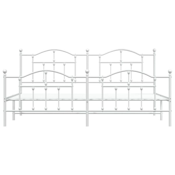 Metalowa rama łóżka z wezgłowiem i zanóżkiem, biała, 200x200 cm - obrazek 5