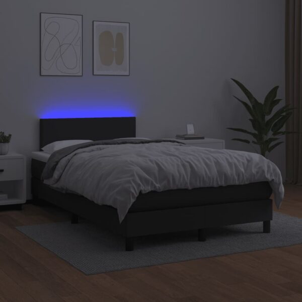Łóżko kontynentalne z materacem i LED, czarne, 120x190 cm - obrazek 4