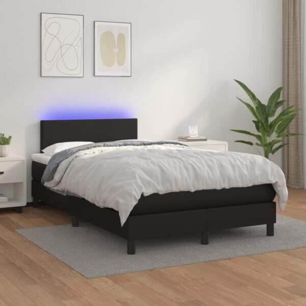 Łóżko kontynentalne z materacem i LED, czarne, 120x190 cm - obrazek 5