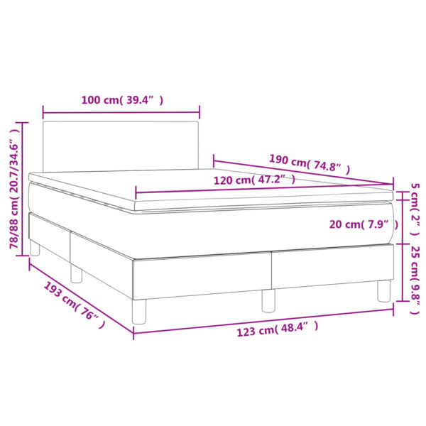Łóżko kontynentalne z materacem i LED, czarne, 120x190 cm - obrazek 11