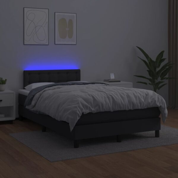 Łóżko kontynentalne z materacem i LED, czarne, 120x190 cm - obrazek 4