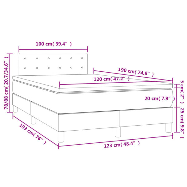 Łóżko kontynentalne z materacem i LED, czarne, 120x190 cm - obrazek 11