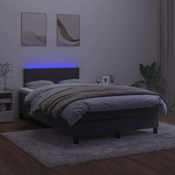 Łóżko kontynentalne z materacem i LED, czarne, 120x190 cm - obrazek 4