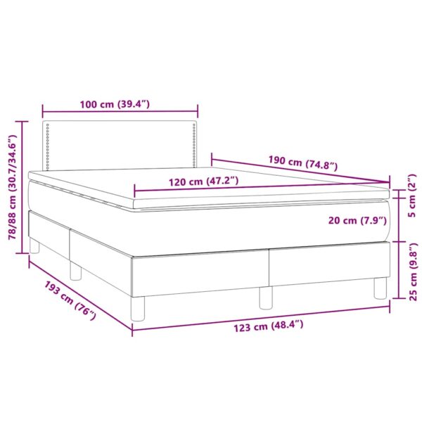 Łóżko kontynentalne z materacem i LED, jasnoszare, 120x190 cm - obrazek 11