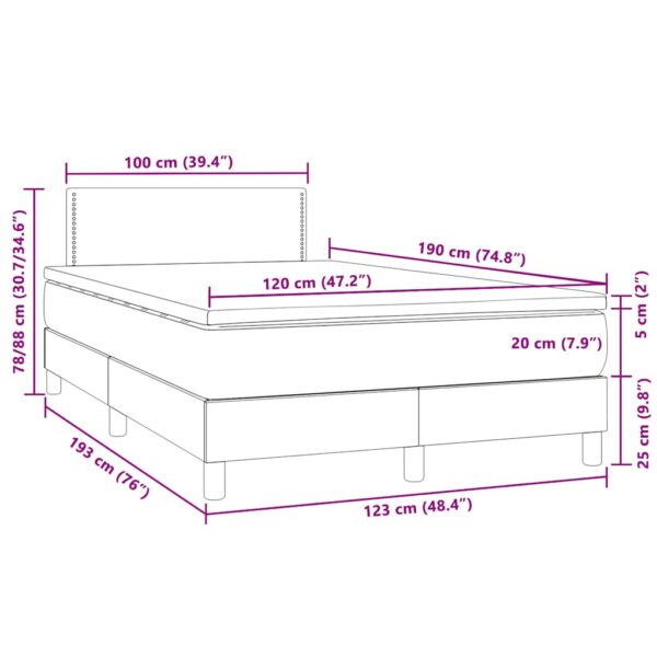 Łóżko kontynentalne z materacem i LED, ciemnoszare, 120x190 cm - obrazek 11