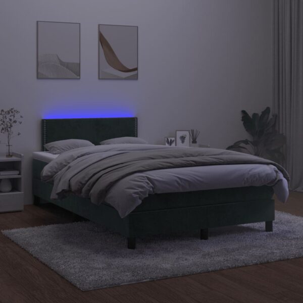 Łóżko kontynentalne z materacem i LED, ciemna zieleń, 120x190cm - obrazek 4