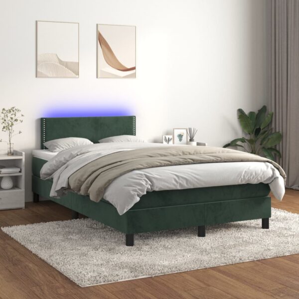 Łóżko kontynentalne z materacem i LED, ciemna zieleń, 120x190cm - obrazek 5