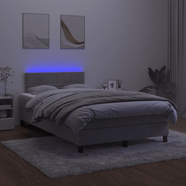 Łóżko kontynentalne z materacem i LED, jasnoszare, 120x190 cm - obrazek 4