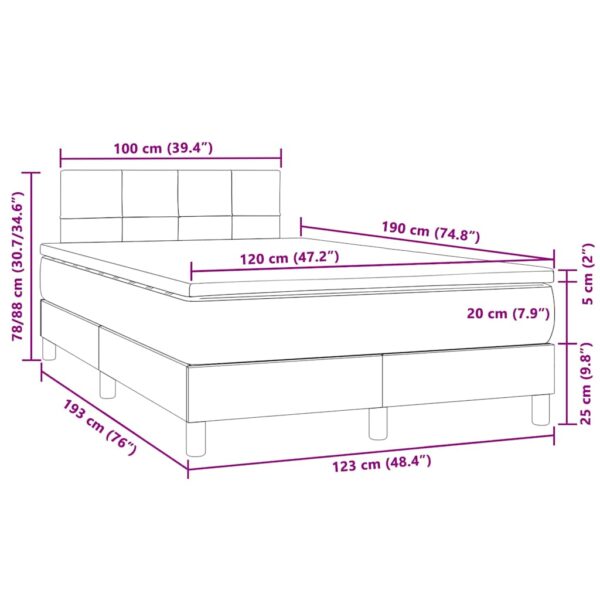 Łóżko kontynentalne z materacem i LED, ciemnoszare, 120x190 cm - obrazek 11
