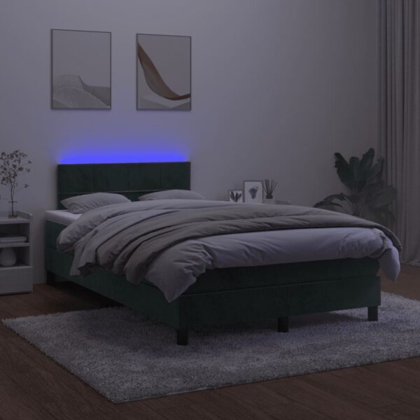 Łóżko kontynentalne z materacem i LED, ciemna zieleń, 120x190cm - obrazek 4