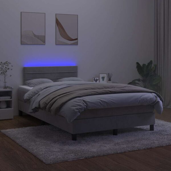 Łóżko kontynentalne z materacem i LED, jasnoszare, 120x190 cm - obrazek 4