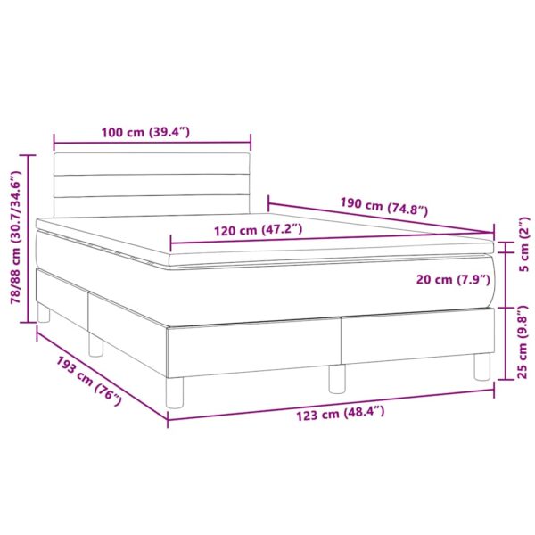 Łóżko kontynentalne z materacem i LED, jasnoszare, 120x190 cm - obrazek 11