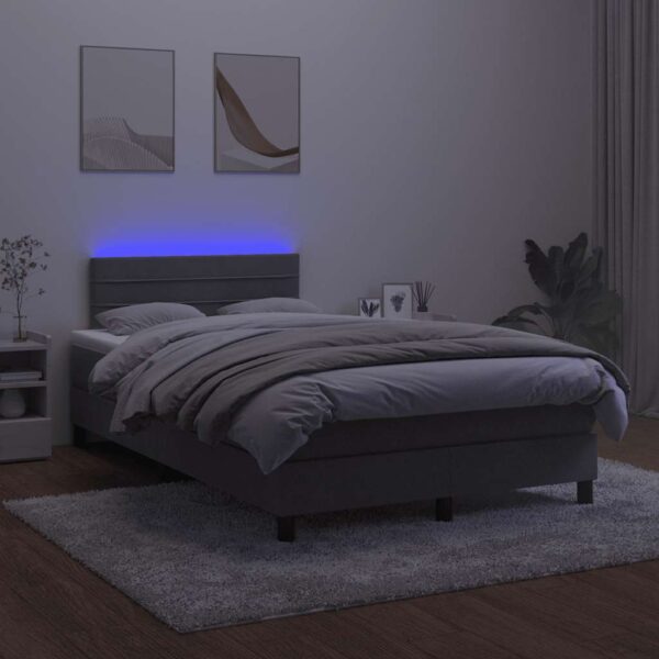 Łóżko kontynentalne z materacem i LED, ciemnoszare, 120x190 cm - obrazek 4