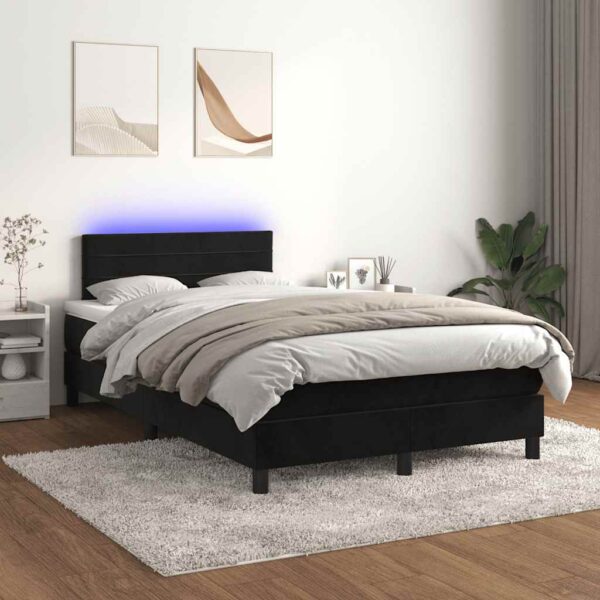 Łóżko kontynentalne z materacem i LED, czarne, 120x190 cm - obrazek 5