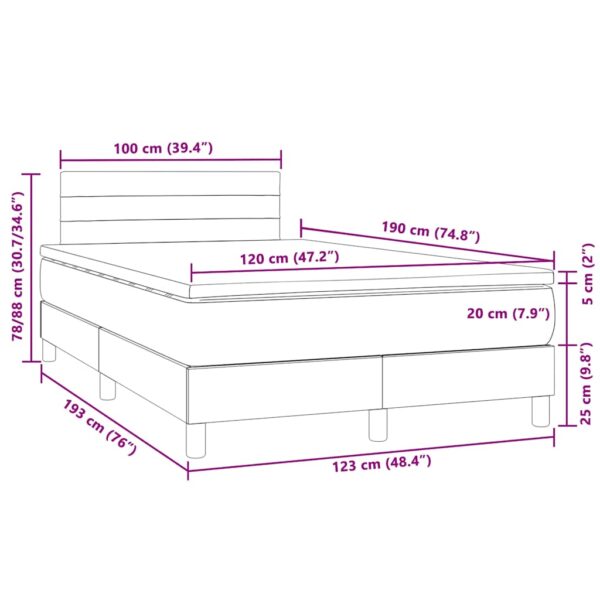 Łóżko kontynentalne z materacem i LED, czarne, 120x190 cm - obrazek 11