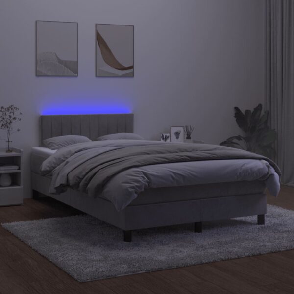 Łóżko kontynentalne z materacem i LED, jasnoszare, 120x190 cm - obrazek 4