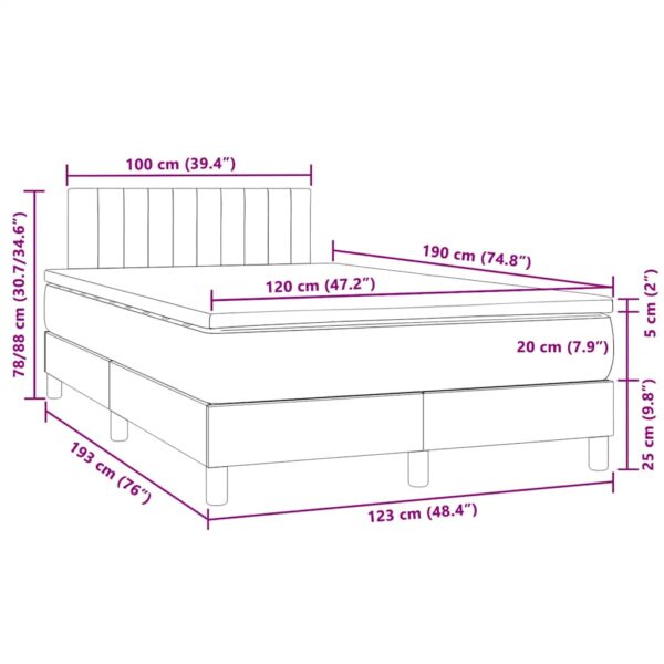 Łóżko kontynentalne z materacem i LED, czarne, 120x190 cm - obrazek 11
