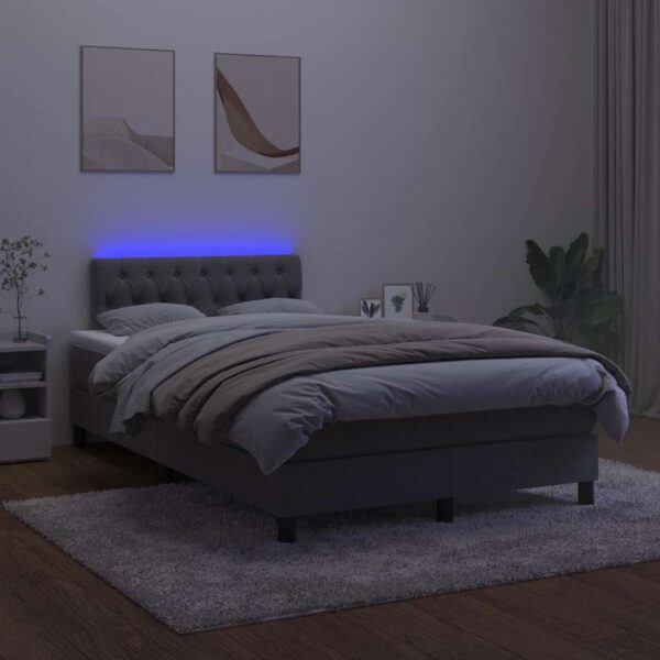 Łóżko kontynentalne z materacem i LED, ciemnoszare, 120x190 cm - obrazek 4
