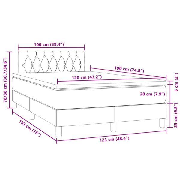 Łóżko kontynentalne z materacem i LED, ciemnoszare, 120x190 cm - obrazek 11