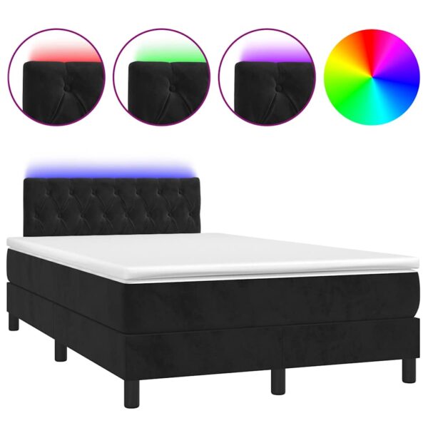Łóżko kontynentalne z materacem i LED, czarne, 120x190 cm - obrazek 2