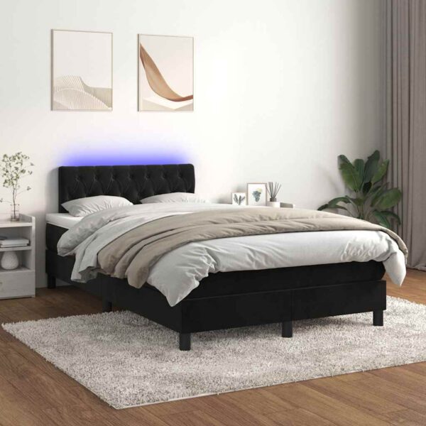 Łóżko kontynentalne z materacem i LED, czarne, 120x190 cm - obrazek 5