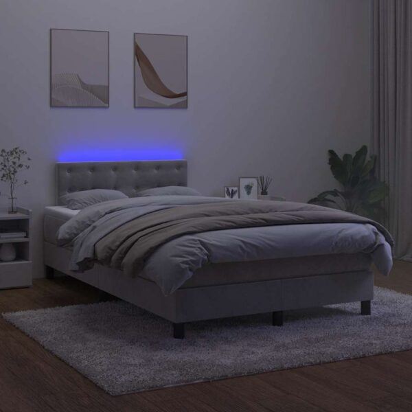 Łóżko kontynentalne z materacem i LED, jasnoszare, 120x190 cm - obrazek 4