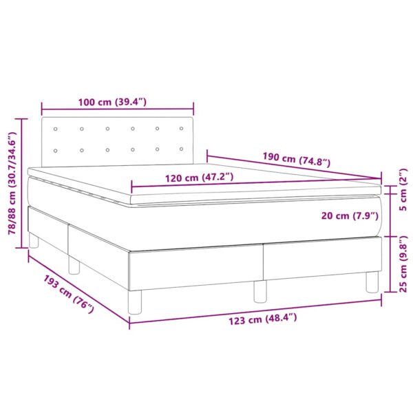 Łóżko kontynentalne z materacem i LED, czarne, 120x190 cm - obrazek 11