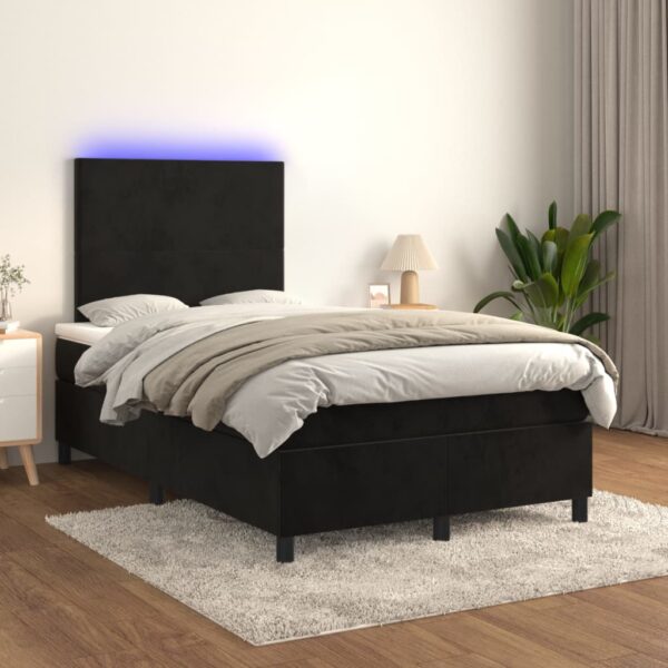 Łóżko kontynentalne z materacem i LED, czarne, 120x190 cm - obrazek 5