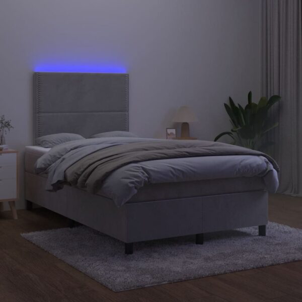 Łóżko kontynentalne z materacem i LED, jasnoszare, 120x190 cm - obrazek 4