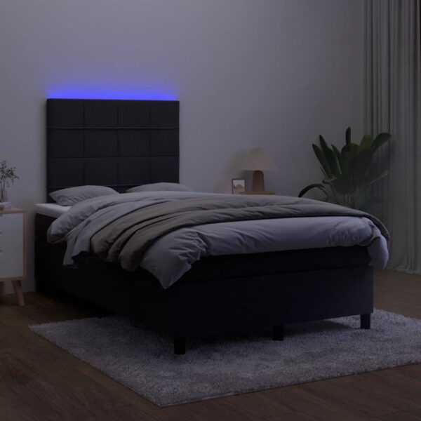 Łóżko kontynentalne z materacem i LED, czarne, 120x190 cm - obrazek 4