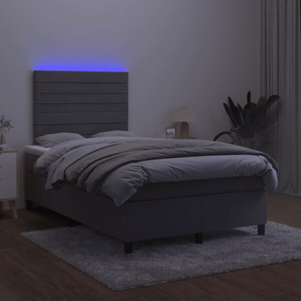 Łóżko kontynentalne z materacem i LED, ciemnoszare, 120x190 cm - obrazek 4