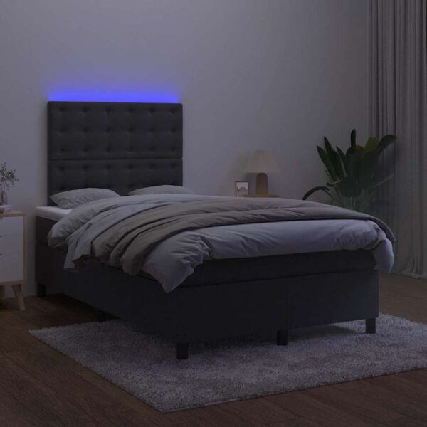 Łóżko kontynentalne z materacem i LED, czarne, 120x190 cm - obrazek 4