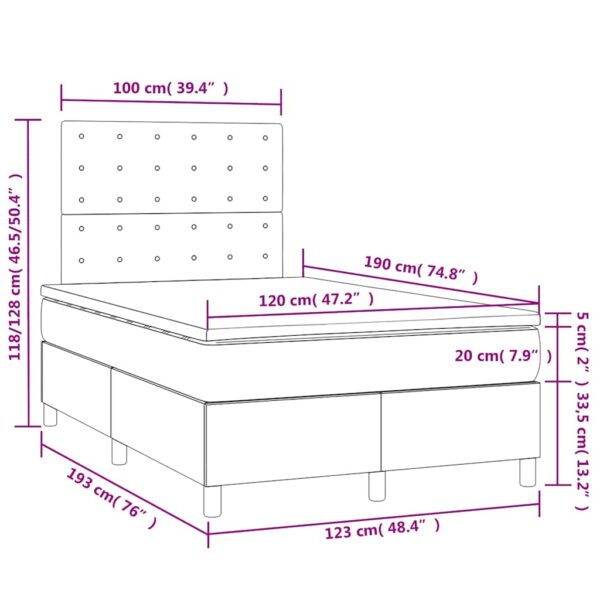 Łóżko kontynentalne z materacem i LED, czarne, 120x190 cm - obrazek 11