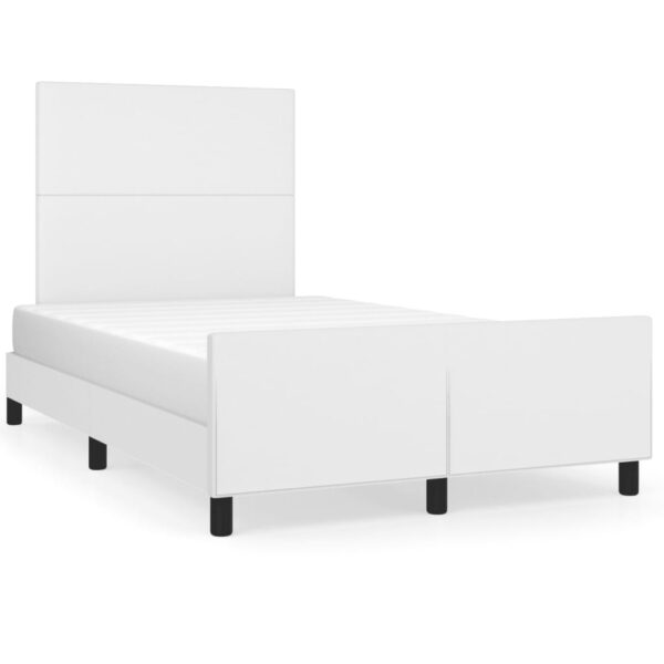 Rama łóżka bez materaca biała 120x190 cm Skóra ekologiczna - obrazek 2